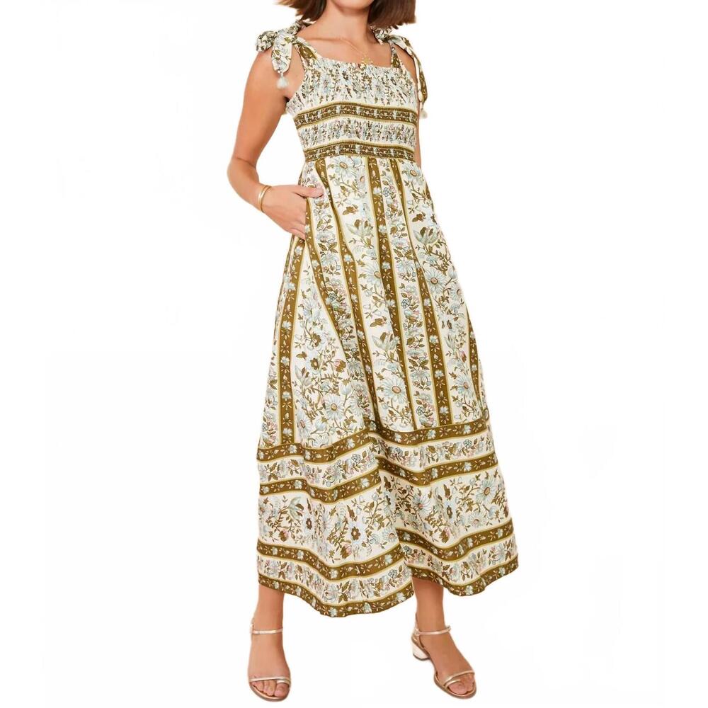 NEW SPARTINA 449 saylor midi dress in mystic moss flower